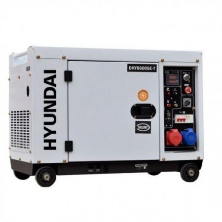 Generatoare insonorizate - Generator de curent trifazat cu motor diesel HYUNDAI DHY8600SE-T ideal pentru invertoarele hibrid cu comanda pe 2 fire